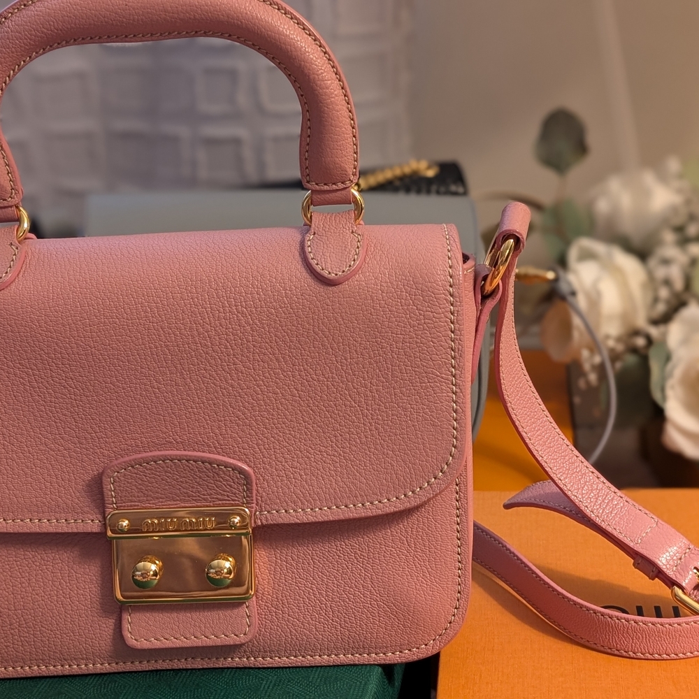 Miu Miu Pink Crossbody Bag with Gold Hardware
